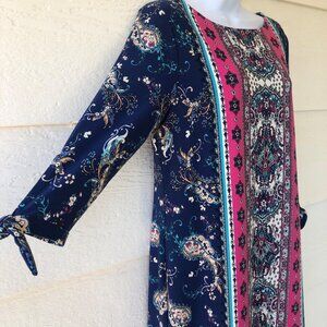 Petite Medium Chico’s Medallion Tie Sleeve Fully Lined Dress Size 8